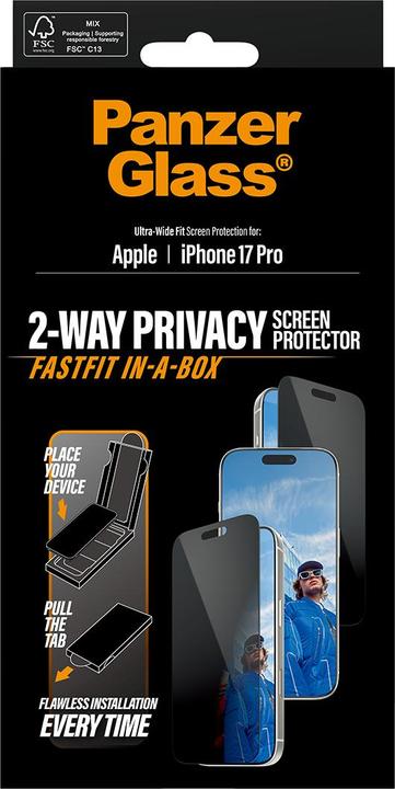 Image du produit PanzerGlass Privacy Screen Protector (1 pièce(s), Apple iPhone 17 Pro)