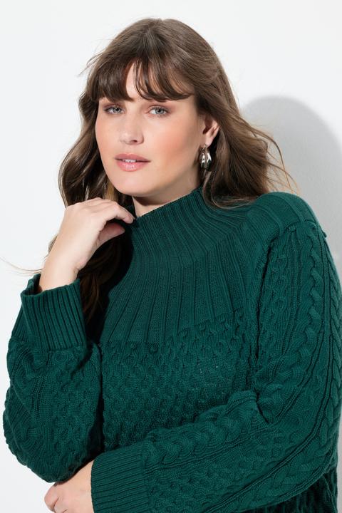 Produktbild Ulla Popken Pullover, Strickmuster, Stehkragen, Langarm (42, 44)