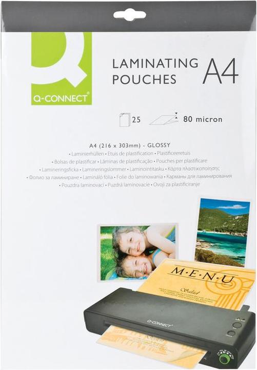Immagine prodotto Q-Connect Film di laminazione lucidi (A4, 25 pz., 80 µm)