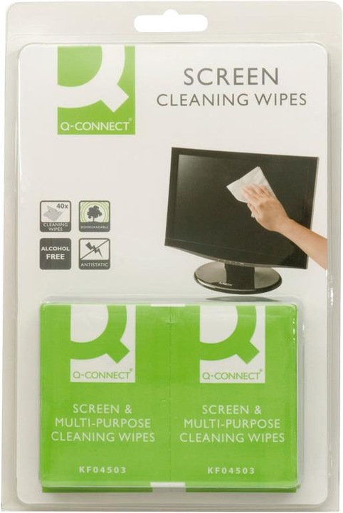 Actual product image Q-Connect Screen cleaning wipes individually wrapped (40 x)