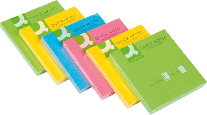 Produktbild Q-Connect Haftnotizen Quick Notes Ultra Rainbow sortiert (76 x 76 mm)