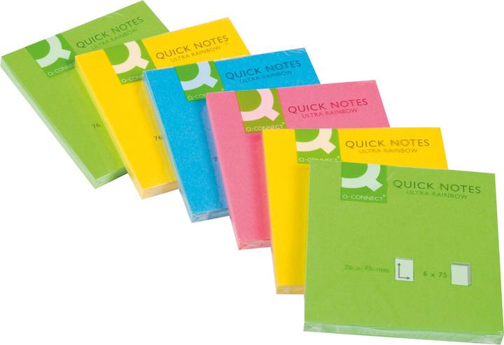 Produktbild Q-Connect Haftnotizen Quick Notes Ultra Rainbow sortiert (76 x 76 mm)