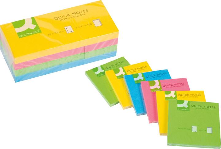 Produktbild Q-Connect Haftnotizen Quick Notes Ultra Rainbow sortiert (76 x 76 mm)
