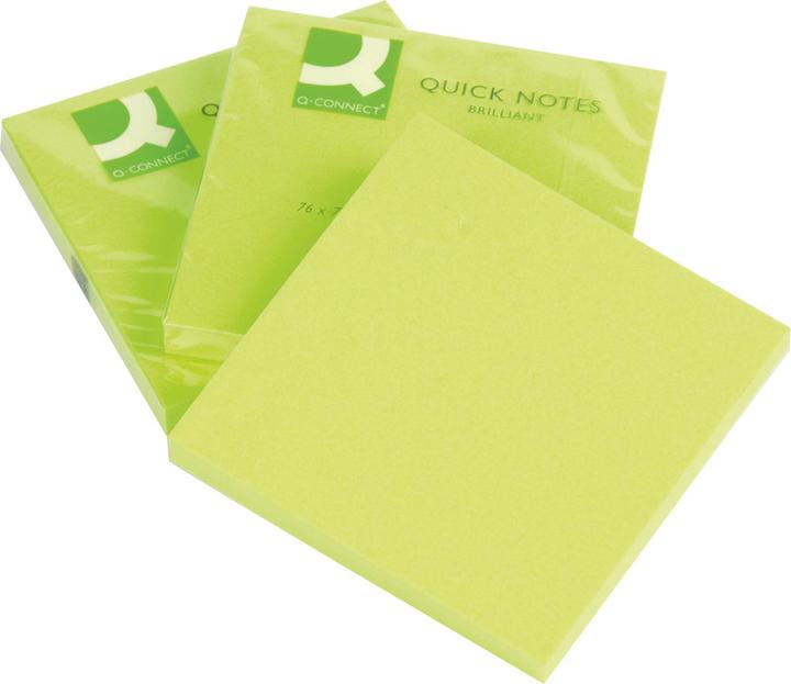 Produktbild Q-Connect Haftnotizen Quick Notes neon (76 x 76 mm)