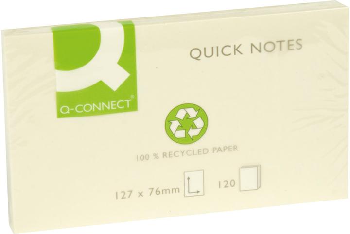 Image du produit Q-Connect Notes autocollantes Notes rapides Recyclage jaune (127 x 76 mm)