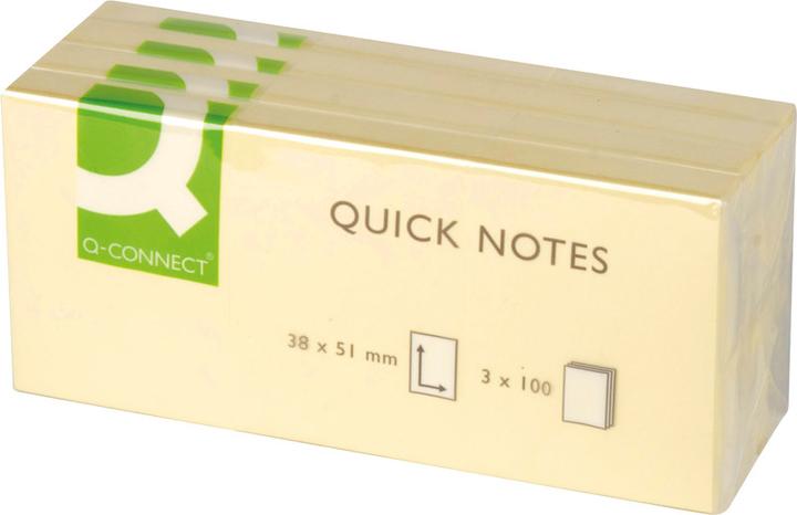 Produktbild Q-Connect Haftnotizen Quick Notes gelb (51 x 38 mm)