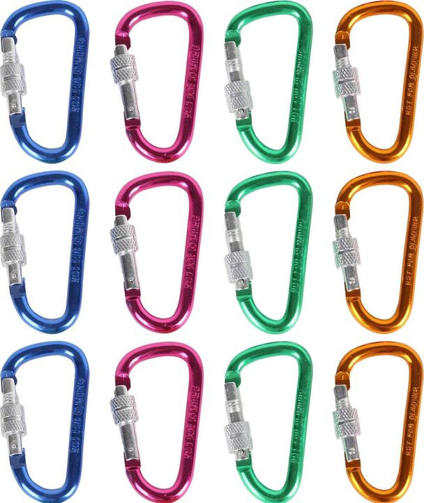 Actual product image Benson Buntes Mini-Karabiner-Set mit Schraubverschluss, 12-tlg.