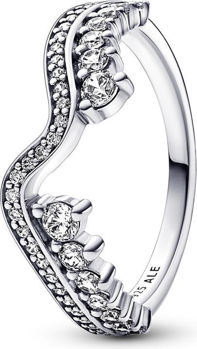Actual product image Pandora Sparkling Asymmetric Waves Ring (54)