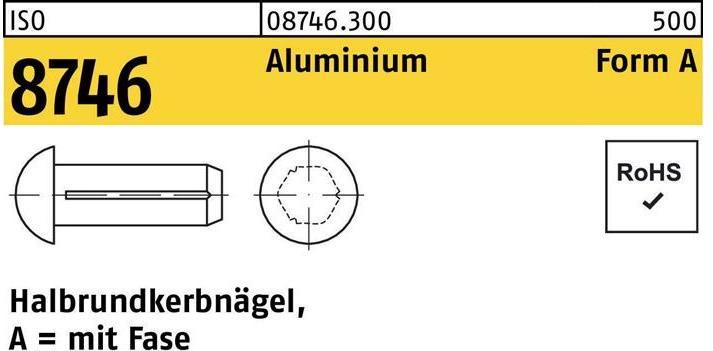 Produktbild Halbrundkerbnagel ISO 8746 m.Fase 2 x 3 Aluminium ISO 8746