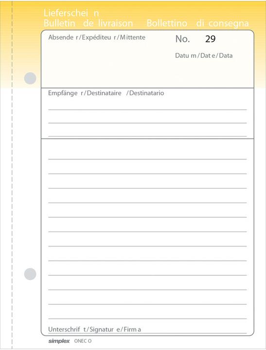 Produktbild Simplex Durchschreibebuch Lieferscheine Oneco (150x)