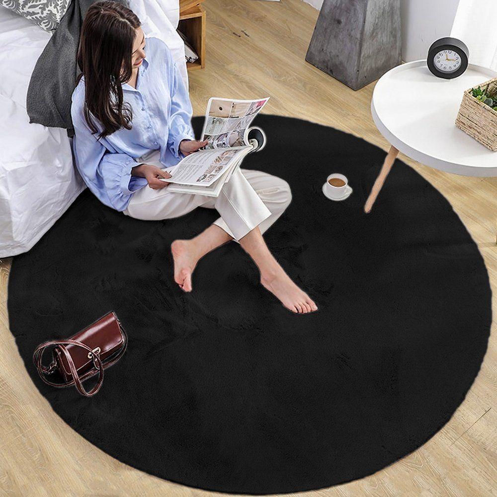 Strado, Teppich, Round mat Rabbit 100x100 Black (Black) universal (Ø 100 cm)