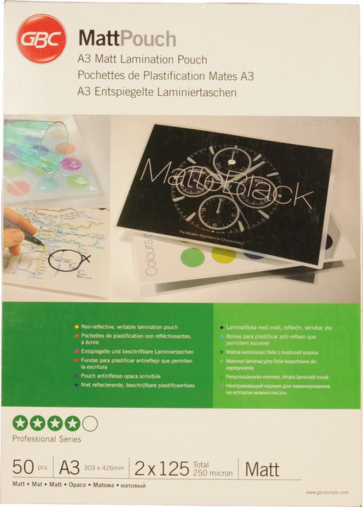Produktbild GBC Laminierfolien in Premiumqualität (A3, 50 Stück, 125 µm)