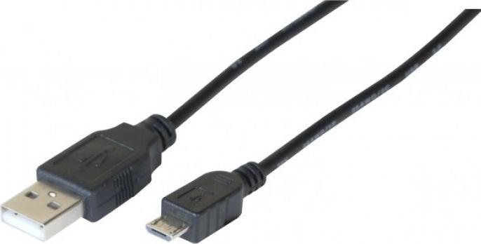 Exertis Connect Micro USB Kabel 2.0, schwarz, 1,0 m Micro USB Kabel für Smartphones und Tablets (1 m, USB 2.0)