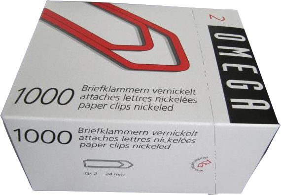 Actual product image Omega Paper clips (1000 x)