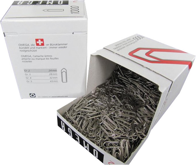 Actual product image Omega Paper clips (1000 x)