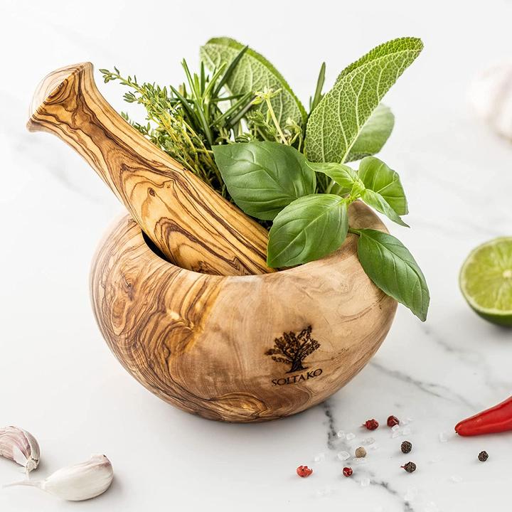 Actual product image Soltako Olive wood mortar