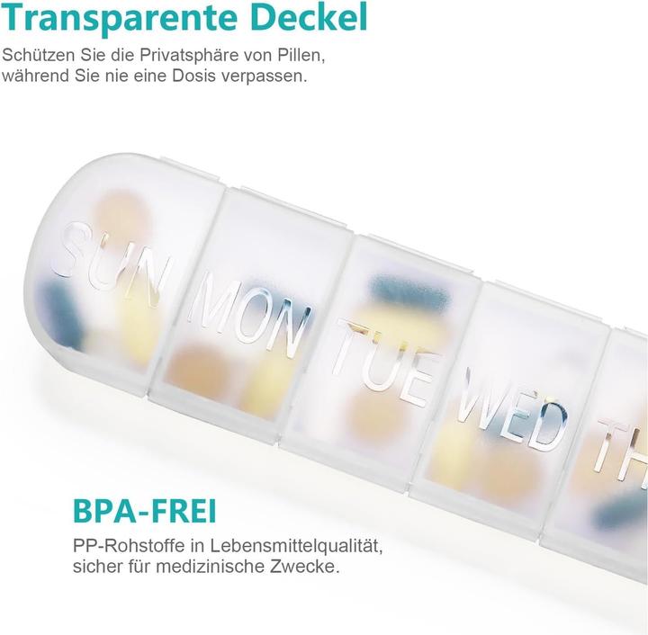 Immagine prodotto Cbx Tablettenbox 7 Tage, Pillendose für eine Woche mit grosser Kapazität, handliche Medikamentenbox