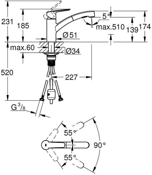 Produktbild Grohe Start QuickFix Küchenarmatur, Dual-Spülbrause, herausziehbar, schwenkbar, mattschwarz