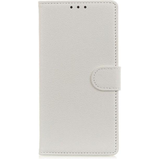 MU Classic Litchi Leder Bookcover Series (OnePlus 8 Pro), Smartphone Hülle, Weiss