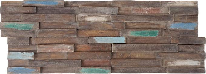 Produktbild Swisshandel24 10x Teak-Holzfliesen (1qm), 3D Wandfliesen Wandverkleidung Mosaikfliesen Wandpaneele vintage braun