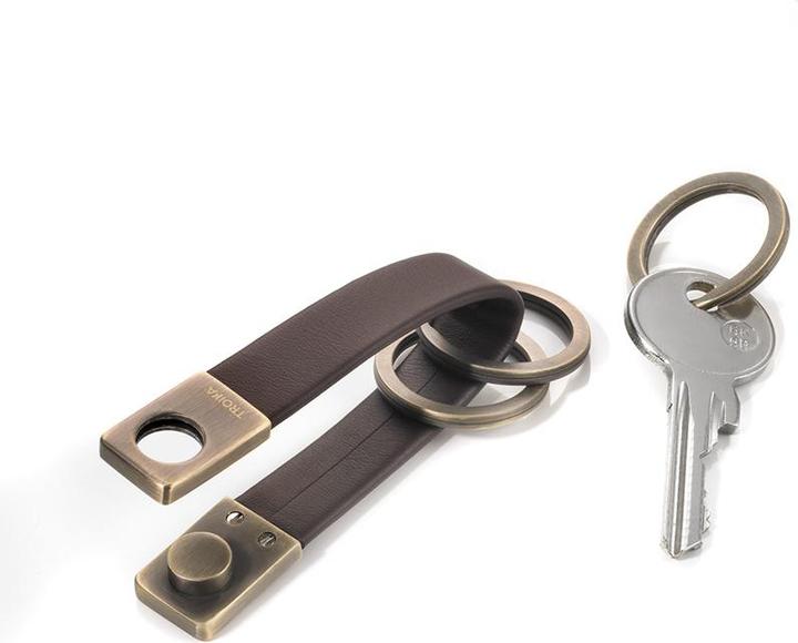 Actual product image Troika TWISTER ANTIK key holder leather loop with "TWIST fastener", brown/antique gold