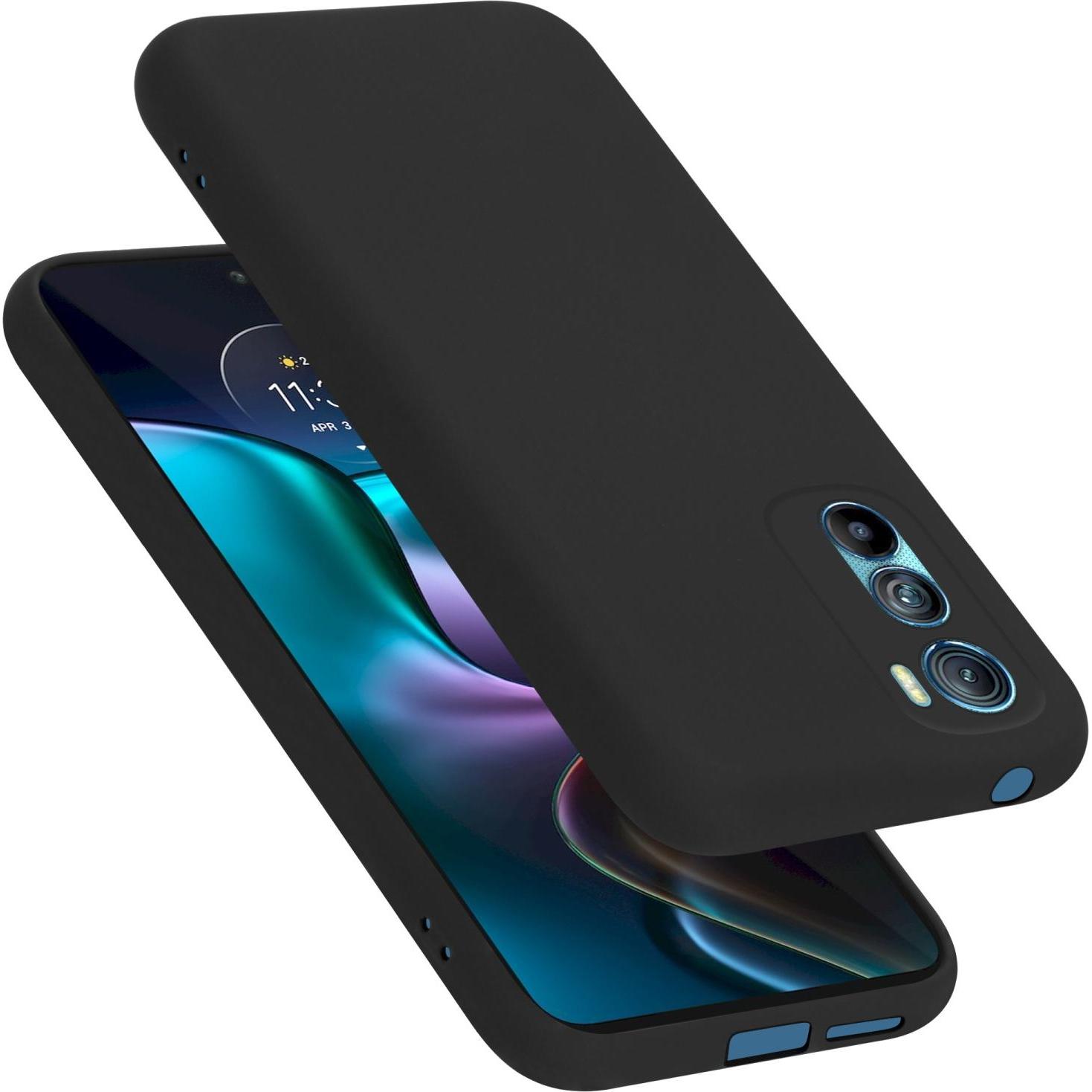 Cadorabo TPU Liquid Silicone Case Hülle für Motorola EDGE 30 (Motorola Edge 30), Smartphone Hülle, Schwarz