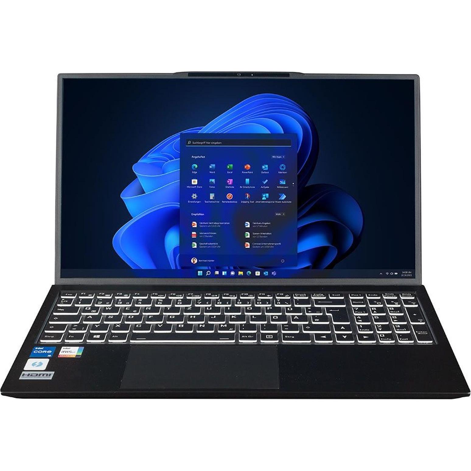 Bluechip TRAVELline B15W57 (15.60", Intel Core i5-1335U, 16 GB, 500 GB, DE), Notebook, Schwarz