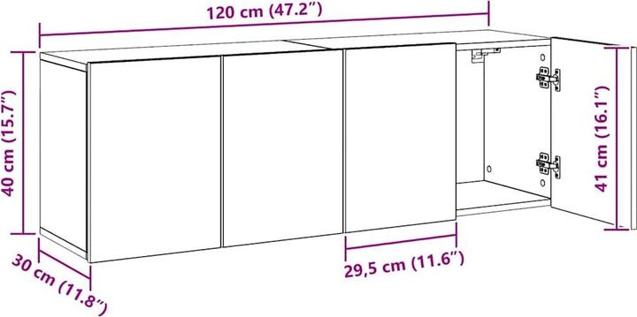 Actual product image vidaXL TV wall units 2 pcs. (30 x 30 x 41 cm)