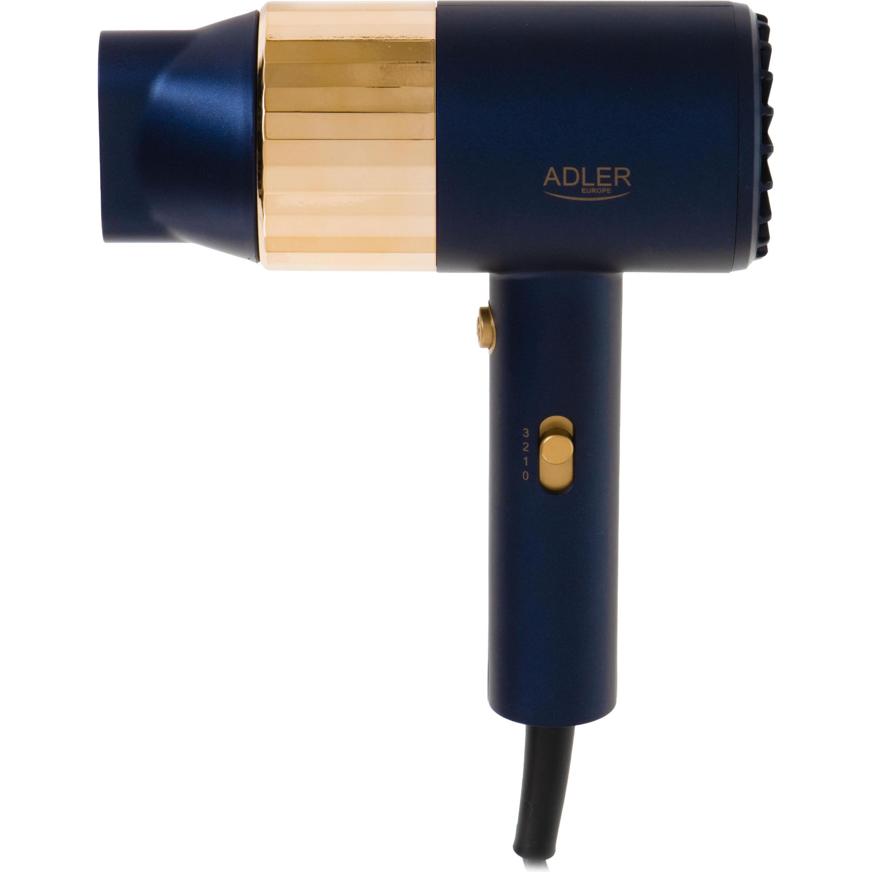 Adler, Asciugacapelli, Salute Asciugacapelli AD 2280 1800 W Numero di impostazioni di temperatura 3 Blu/Oro (1800 W)