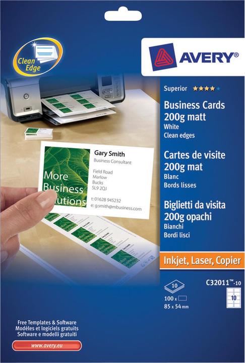 Productafbeelding Avery Superieure visitekaartjes (A4, 200 g/m²)