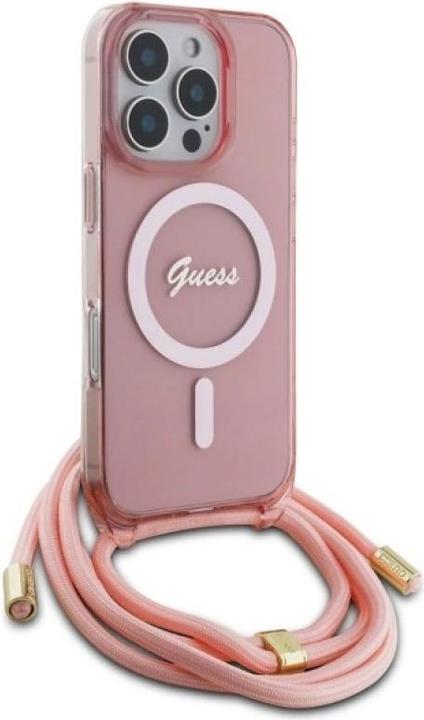 Produktbild Guess GUHMP16XHCTSGNSP iPhone 16 Pro Max 6.9" różowy/pink hardcase Crossbody Cord Script MagSafe
