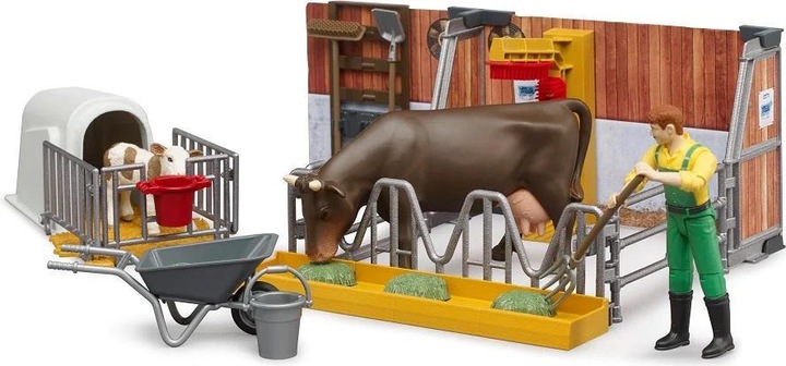 Produktbild Bruder Kuh und Kälberstall mit Landwirt
