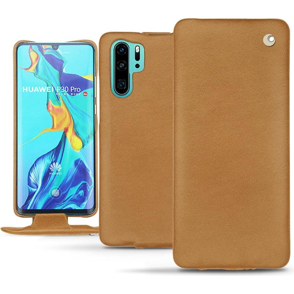 Noreve Lederschutzhülle vertikal (Huawei P30 Pro), Smartphone Hülle, Braun