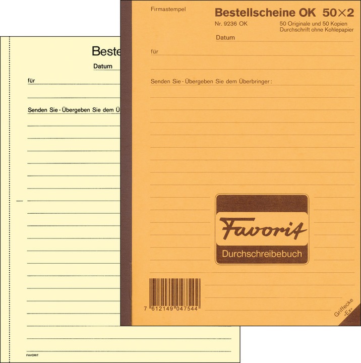 Image du produit Favorit Cahier autocopiant Bons de commande avec papier autocopiant (100 x)
