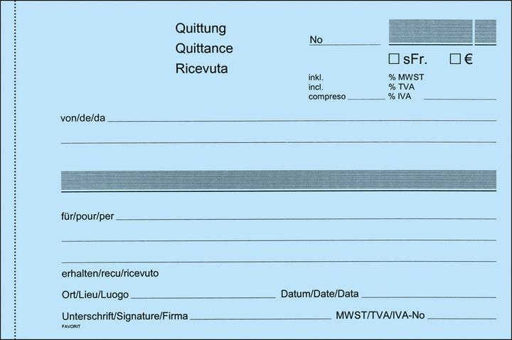 Produktbild Favorit Durchschreibebuch Quittungen mit Selbstdurchschreibepapier (50x)