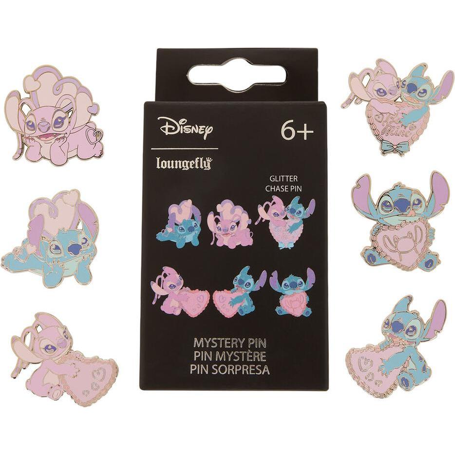 Loungefly, Portachiavi, Disney Stitch Angel Mystery Blind Box Enamel Pin assorted, Multicolore
