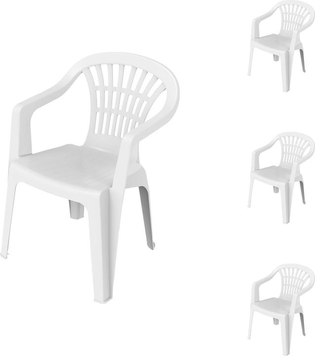 Actual product image Mojawo 4er Stapelstuhl Bistrostuhl Gartenstuhl ALTEA Weiss Kunststoff