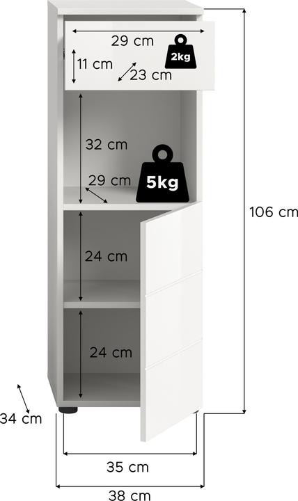 Actual product image Xonox Home Vira (38 x 34 x 106 cm)