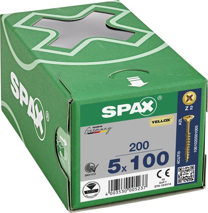 Produktbild Spax Senkmultikopf Kreuzschlitz Z2 Teilgewinde Yellox (200 Schrauben pro Stück)