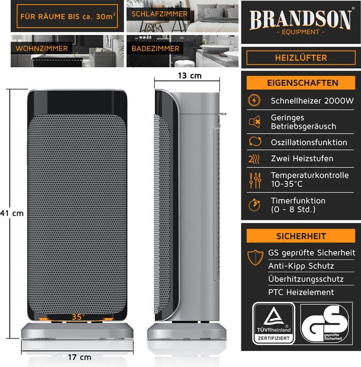 Actual product image Brandson Keramik Heizlüfter 2000W (2000 W)