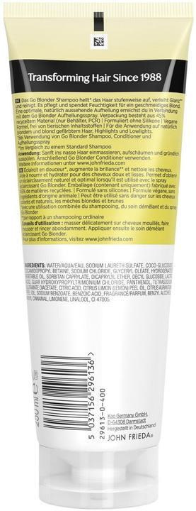 Immagine prodotto John Frieda Go Blonder Shampoo Schiarente 250ml (Shampoo liquido, 250 ml)