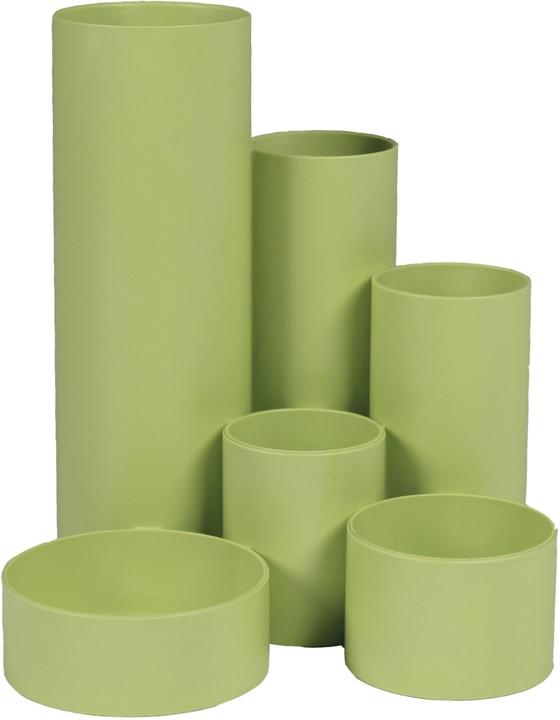 Actual product image Metzger&Mendle M&M pen holder desk boy verde (light green) polystyrene 6 compartments 12.9 x 13.9 x 14.7 cm