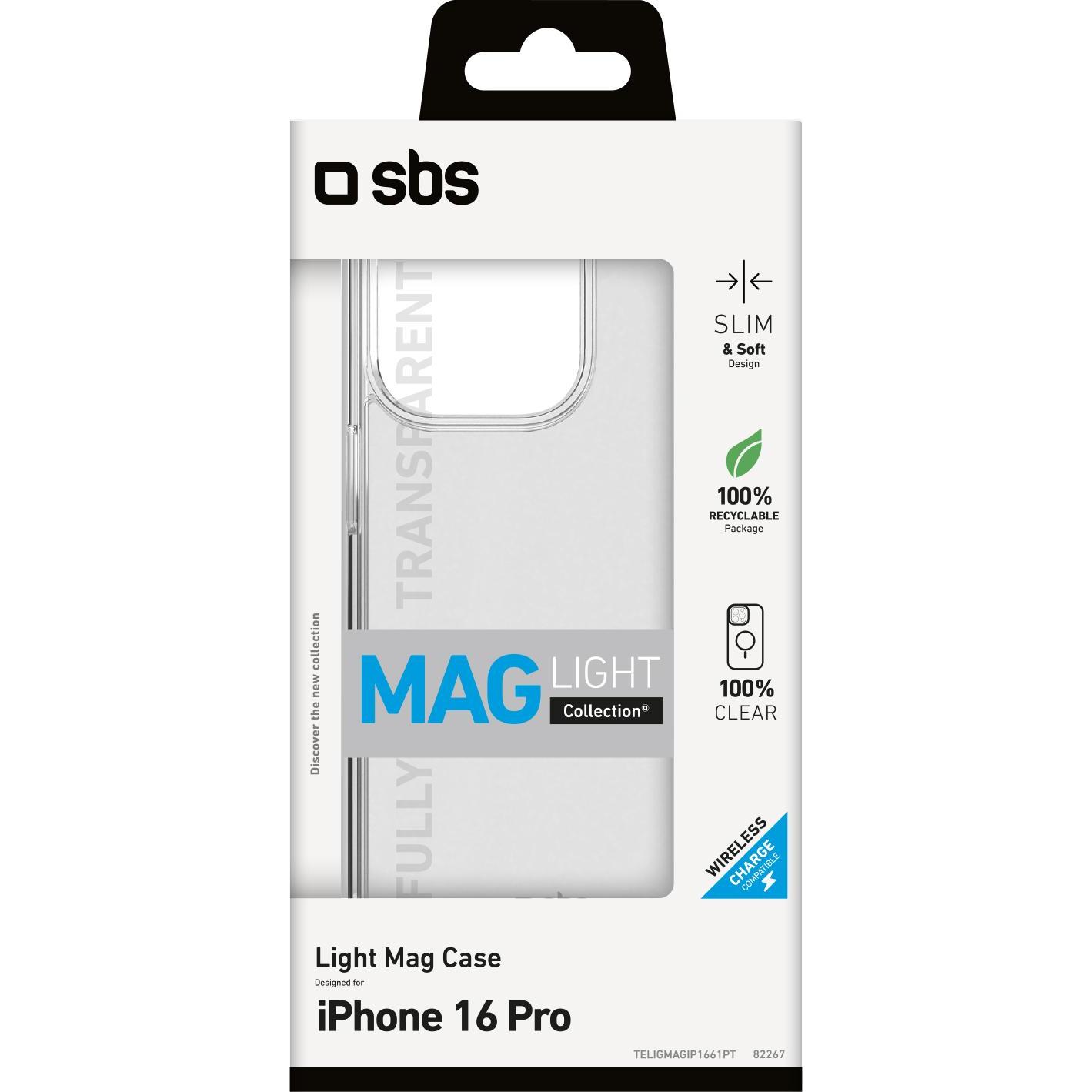 Thumbnail - SBS Light Mag Cover kompatibel für iPhone 16 Pro transparent (Apple iPhone 16 Pro), Smartphone Hülle, Transparent