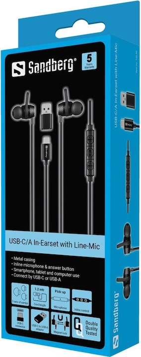 Produktbild Sandberg USB-C/A In-Earset with Line-Mic (Kabelgebunden)