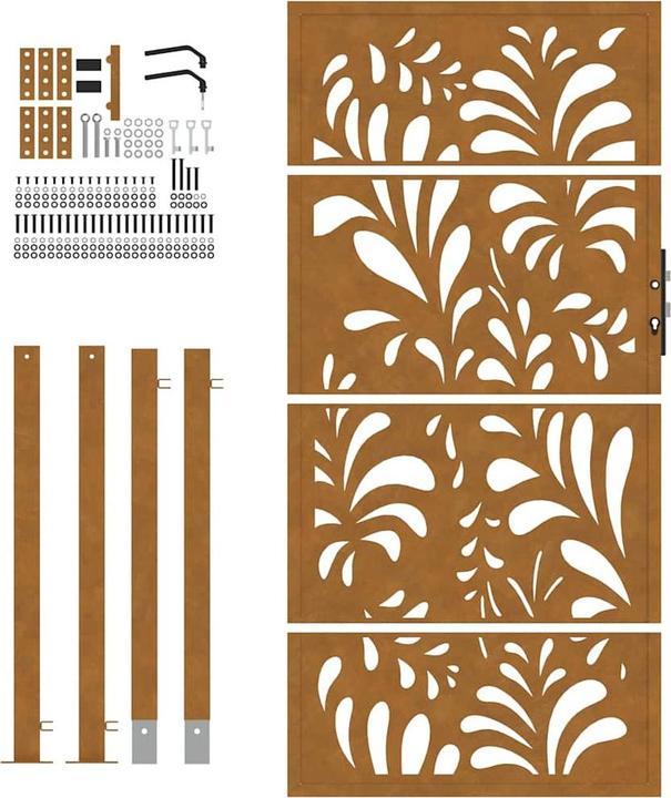 Image du produit vidaXL Portail de jardin 105x205 cm Acier résistant aux intempéries Design ondulé Portail de clôture