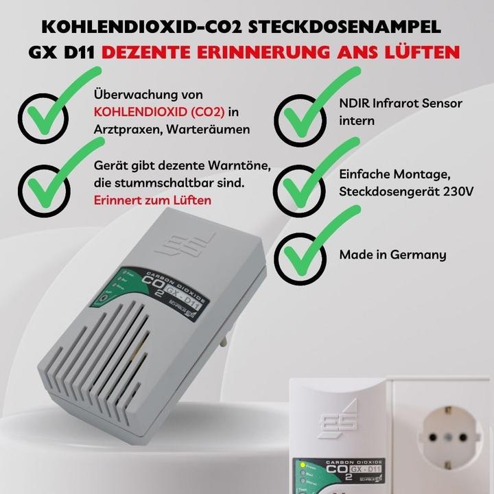 Produktbild Schabus Luftgütesensor CO2 Steckdosen Warngerät GX D11