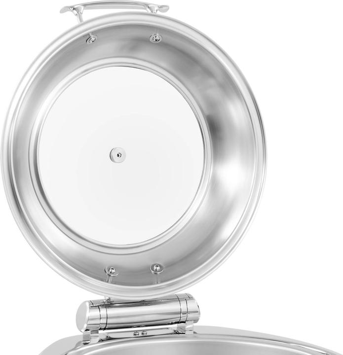 Actual product image Royal Catering Chafing Dish Warmhaltebehälter Rechaud rund mit Sichtfenster 5,5 L