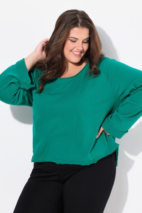 Produktbild Ulla Popken Sweatshirt, Rollkanten, Rundhals, Raglan-Langarm (56)