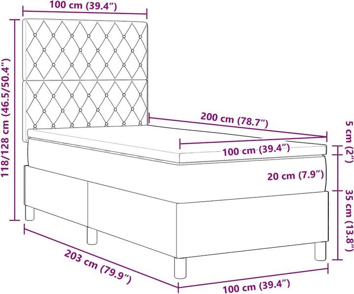 Image du produit vidaXL Boxspringbett (100 x 200 cm)