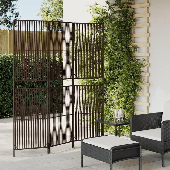 Image du produit VidaXL Paravent 3 pcs. marron Poly Rattan,Couleur : marron,Matériau : Poly